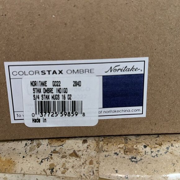 NWT Noritake ColorStax Ombre Indigo 16 fl. oz. Blue Porcelain Mugs (Set of 4 - Picture 4 of 5